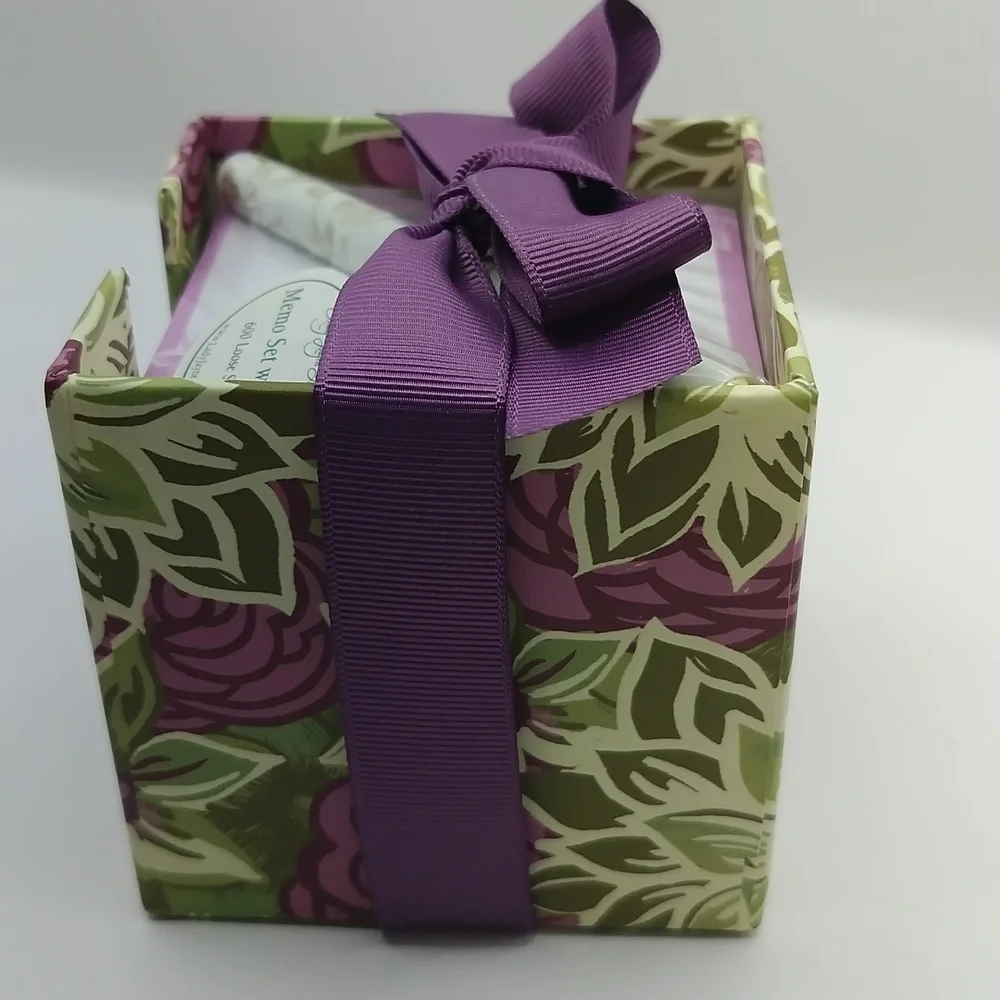 Lady Jayne Ltd. Purple Floral Memo Stationery Desk Set 2012 *Pen Ink Untested*